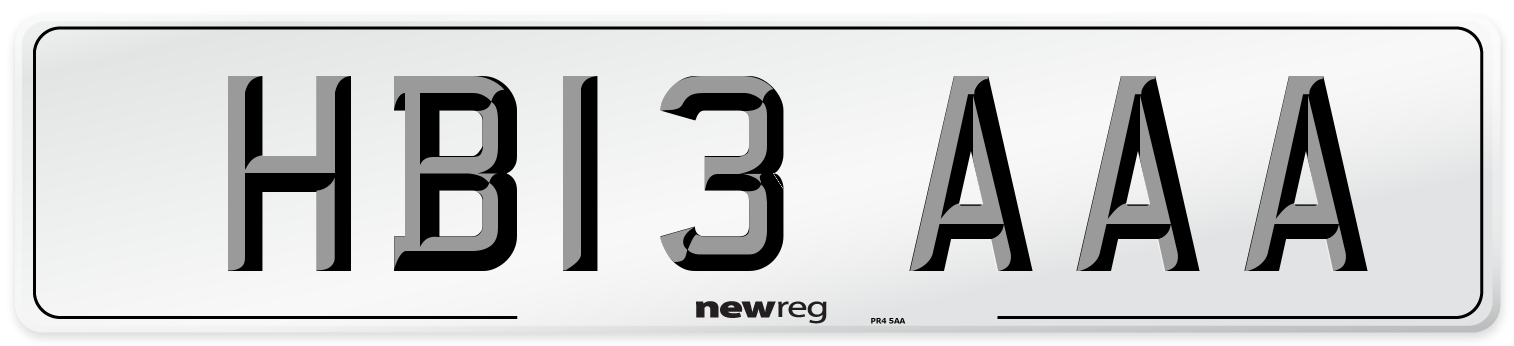 HB13 AAA Number Plate from New Reg